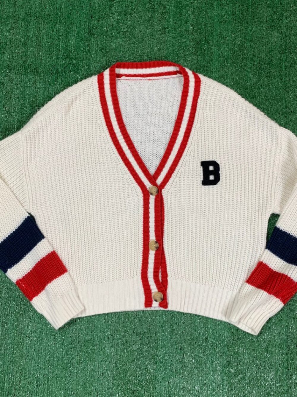 Love Tree Bel Air Varsity Cropped Cardigan Y2K L